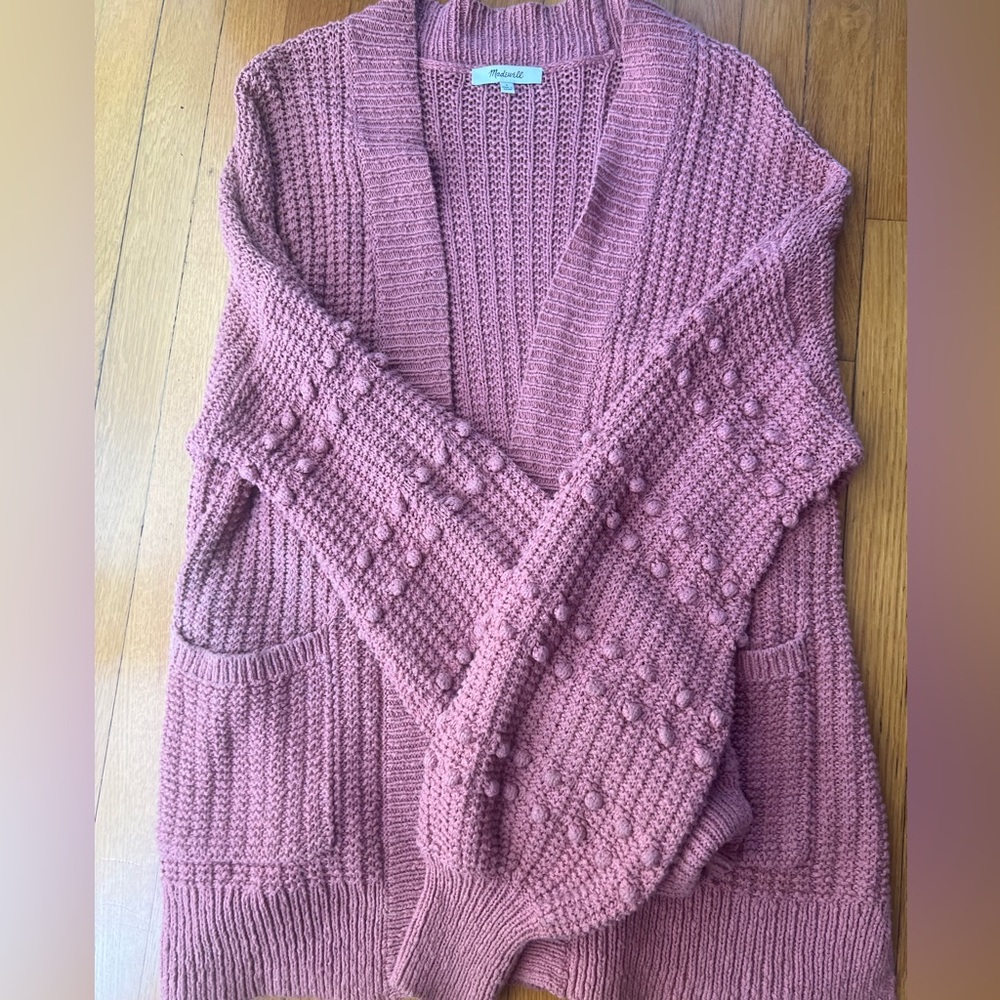 Madewell Blush Pom Pom Cardigan